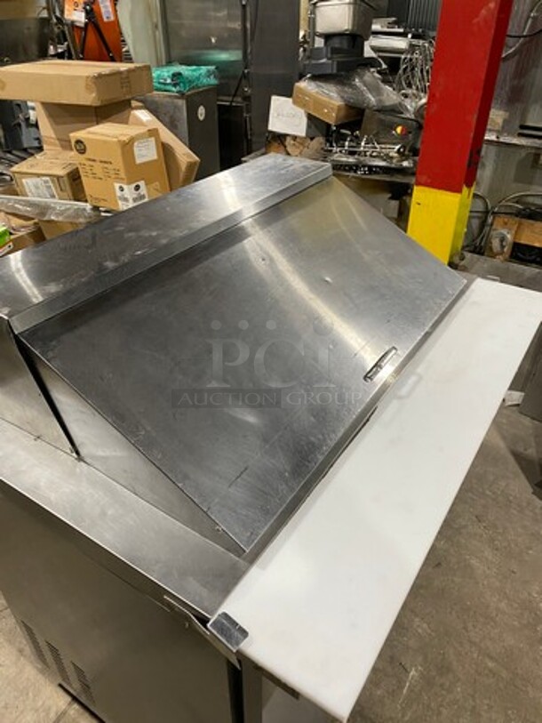 Kool It Commercial Refrigerated Sandwich Prep Table! With Commercial Cutting Board! With 2 Door Underneath Storage Space! All Stainless Steel! On Small Casters! Model: KSP48M SN: KSP48M7058040 115V 60HZ 1 Phase - Image 8 of 11