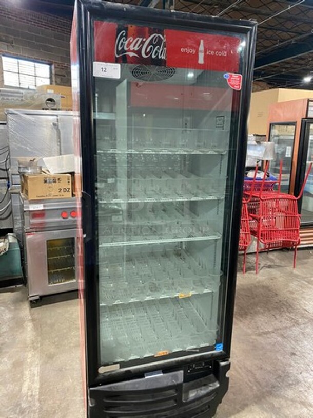 2012 Imbera Commercial Single Door Reach In Cooler Merchandiser! With View Through Door! Poly Drink Racks! WORKING WHEN REMOVED! Model: G319 SN: 534121112788 115V 60HZ 1 Phase