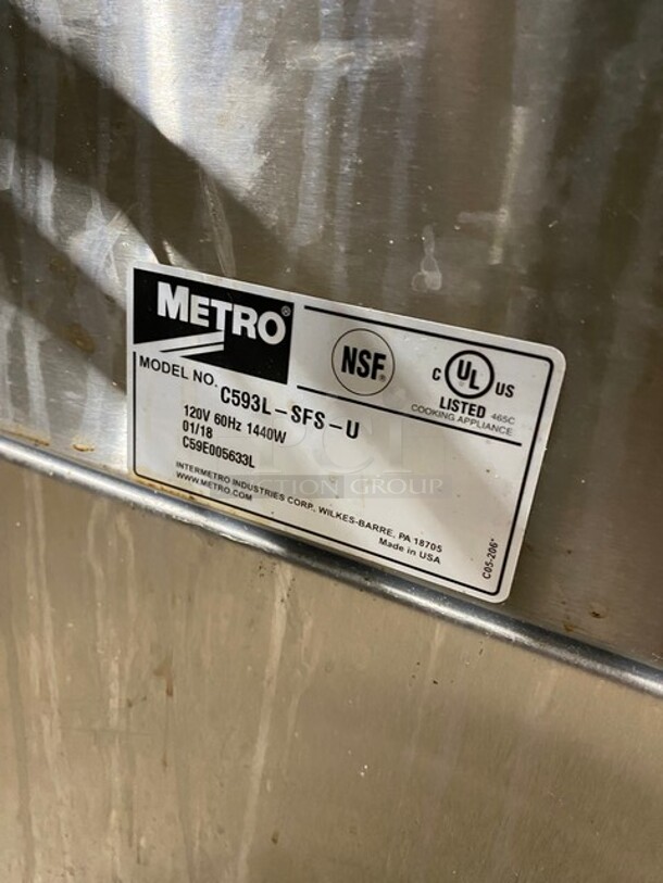 LATE MODEL! Metro C593L-SFS-U Stainless Steel Commercial Warming Cabinet on Commercial Casters! SN:C59E005633L 120V!
 - Image 7 of 8