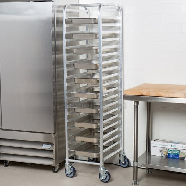 BRAND NEW SCRATCH & DENT! Regency 600STPR20KD 20 Pan Aluminum Steam Table Pan Rack - Unassembled. Box is damaged.  - Image 1 of 1