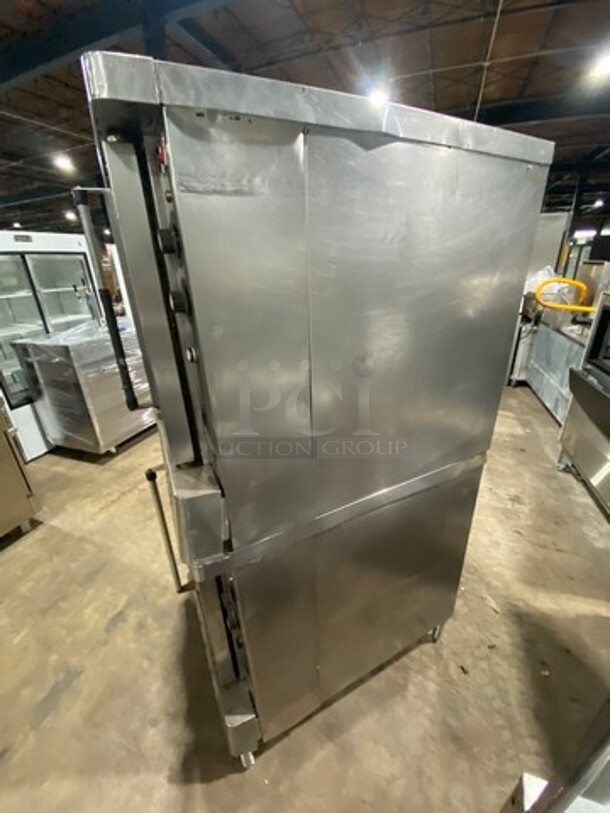 BLODGETT Double Stacked All Stainless Steel Commercial Natural Gas Powered Full Size Convection Oven w/ View Through Doors! With Metal Oven Racks and Thermostatic Controls! On Legs! 2X Your Bid Makes One Unit! - Image 2 of 7