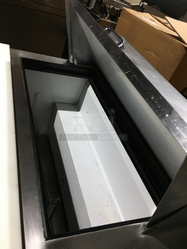 NICE! True Commercial Refrigerated Sandwich Prep Table! With Cutting Board! With 2 Door Underneath Storage Space! All Stainless Steel! On Casters! Model: TSSU4808 SN: 14622588 115V 60Hz 1 Phase - Image 8 of 9