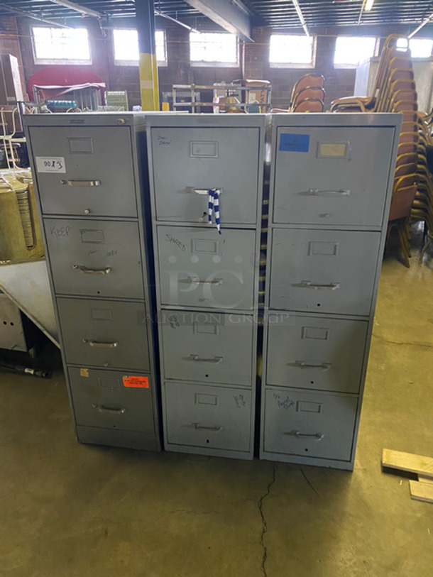 Solid Grey Filing Cabinets! 3x Your Bid!