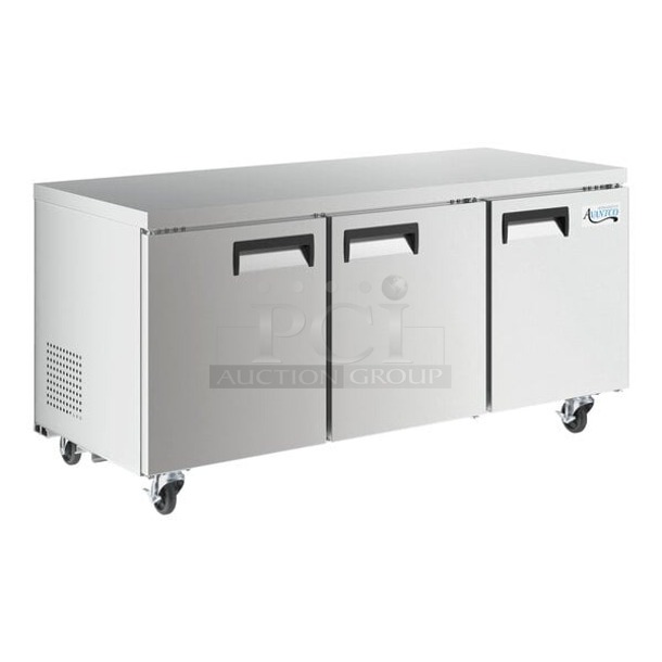 BRAND NEW SCRATCH & DENT! Avantco AU-72R-HC 72" Undercounter Refrigerator. Minor Scratching and Denting. Cord is damaged. 71-1/2x29-1/2x35-1/4 - Image 1 of 1