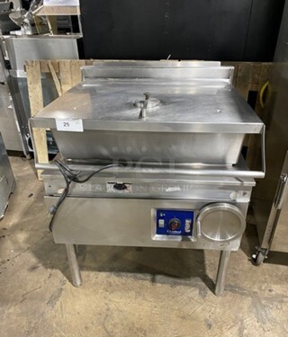 AMAZING! Cleveland 30 Gallon Tilt Skillet/Braising Pan! All Stainless Steel! On Legs! Working When Removed!
