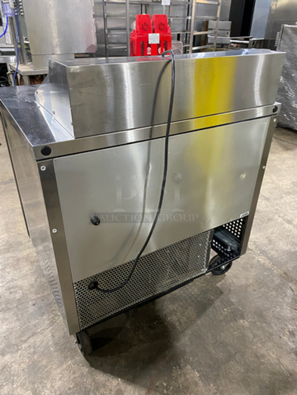 NICE! True Commercial Refrigerated Sandwich Prep Table! With 2 Door Storage Space Underneath! All Stainless Steel! On Casters! Model: TSSU3608 SN: 5143456 115V 60HZ 1 Phase - Image 4 of 9