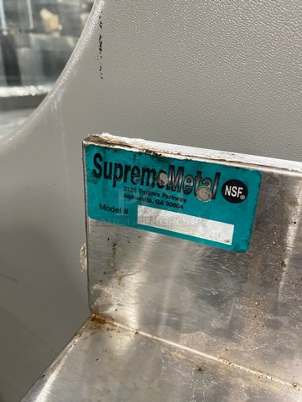 Supreme Metal Commercial Undercounter Ice Bin/ Bartender Cocktail Station! With Built In Hand Sink! With Faucet And Handles! With Drainboard! Drain Board Has Side Splashes! With Back Splash! All Stainless Steel! On Legs! - Image 9 of 10