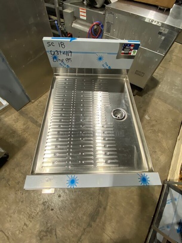 NEW! Perlick Under The Counter Drainboard! With Back Splash! All Stainless Steel! On Legs! Model: SC18 - Image 9 of 9