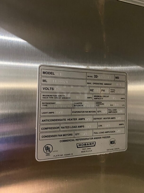 Hobart Commercial Single Door Warmer Proofer! All Stainless Steel! MODEL QE1 SN:321077613 120V 1PH  - Image 7 of 9