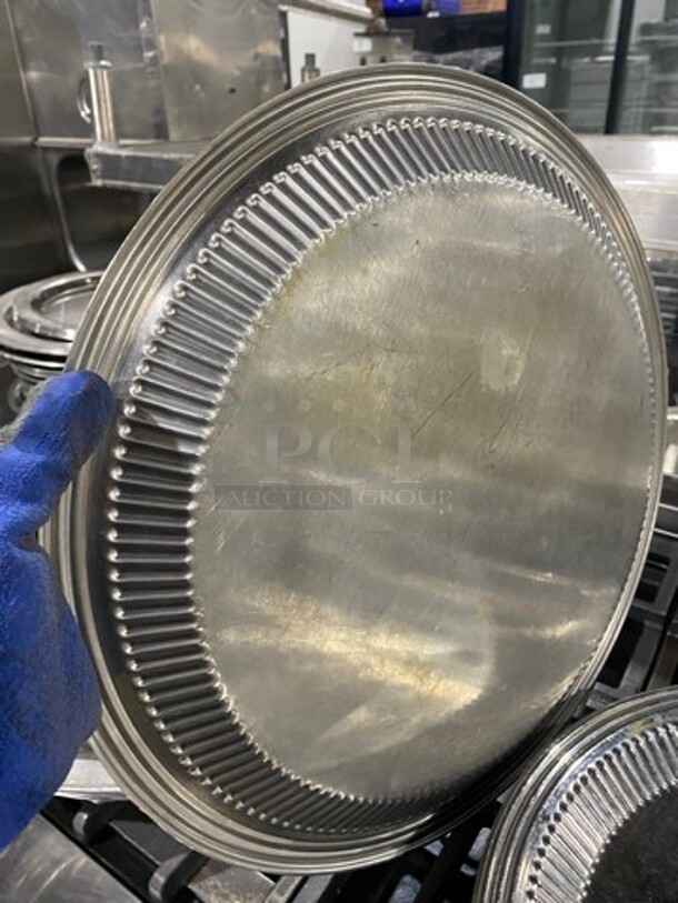 ALL STAINLESS STEEL ROUND FOOD PLATTER DISPLAY TRAY  - Image 2 of 2