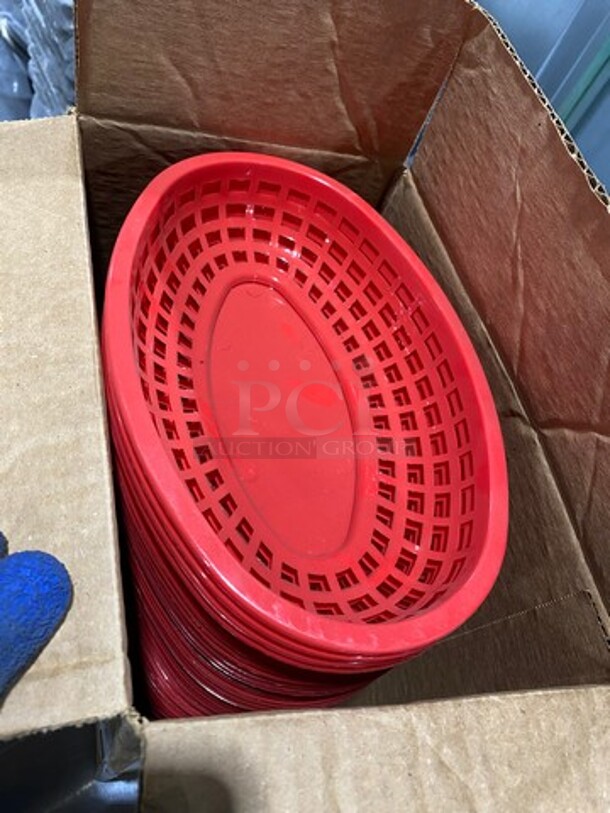 NEW! IN THE BOX! ALL ONE MONEY! 3 DZ Tablecraft Red Poly Oval Fast Food Serving Baskets! - Image 2 of 5