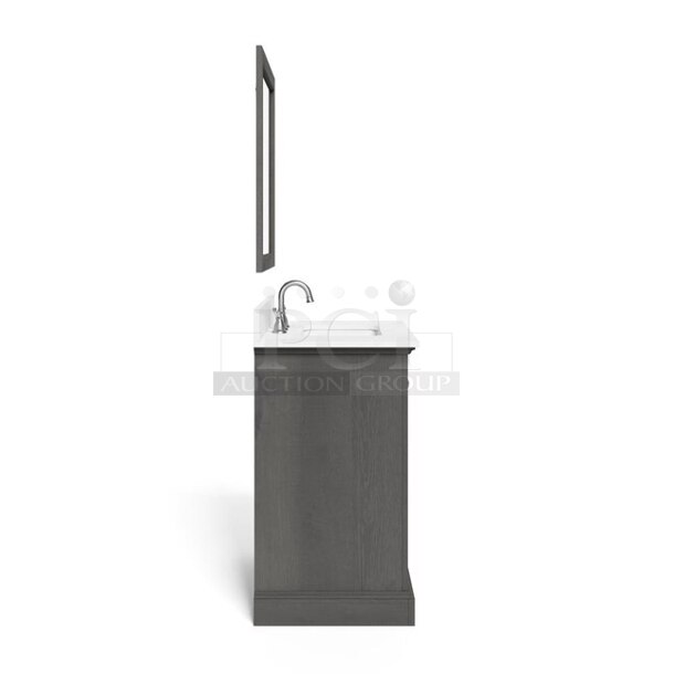 Style Selections 30-in Gray Undermount Single Sink Bathroom Vanity with White Engineered Stone Top (Mirror Included) - Image 5 of 10