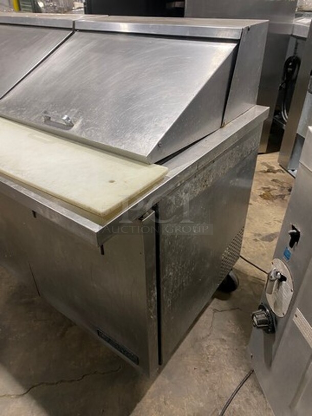 True Commercial Refrigerated Sandwich Prep Table! With Commercial Cutting Board! With 3 Door Storage Space Underneath! Poly Coated Racks! All Stainless Steel! On Casters! Model: TSSU7230MBST SN: 14451332 115V 60HZ 1 Phase - Image 2 of 9