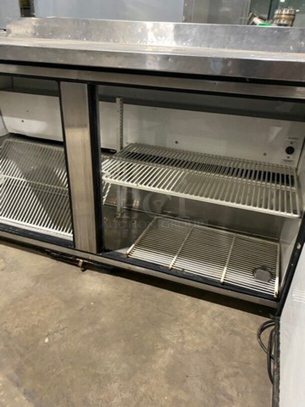 TRUE ALL STAINLESS STEEL Commercial 2 Door Refrigerated  Worktop/Lowboy Cooler! With Raised Back Splash!Model TWT-60 Serial 1-4606796 115V/60Hz/1 Phase! On Casters!  - Image 5 of 5