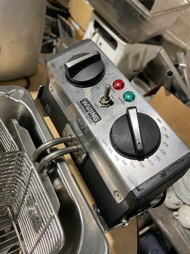 NICE! Waring Commercial Countertop Electric Powered Deep Fat Fryer! With Metal Frying Baskets! All Stainless Steel! Model: WDF75RC 120V - Image 8 of 9