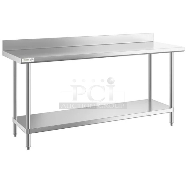 BRAND NEW SCRATCH & DENT! Regency 24" x 72" 16-Gauge Stainless Steel Commercial Work Table with 4" Backsplash and Undershelf - In The Box - Image 1 of 2