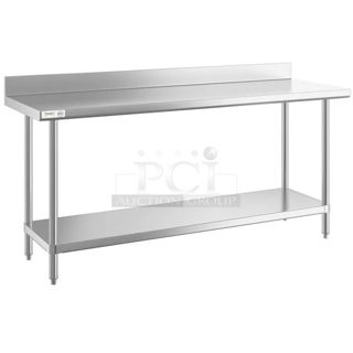 BRAND NEW SCRATCH & DENT! Regency 24" x 72" 16-Gauge Stainless Steel Commercial Work Table with 4" Backsplash and Undershelf - In The Box