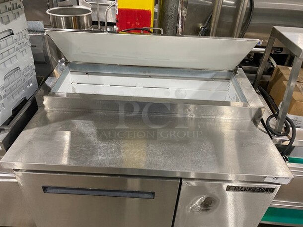 Maxx Cold Commercial Refrigerated Pizza Prep Table! With Single Door Storage Space! All Stainless Steel! On Casters! Model: MXCPP50 SN: 116342 115V 60HZ 1 Phase - Image 2 of 8