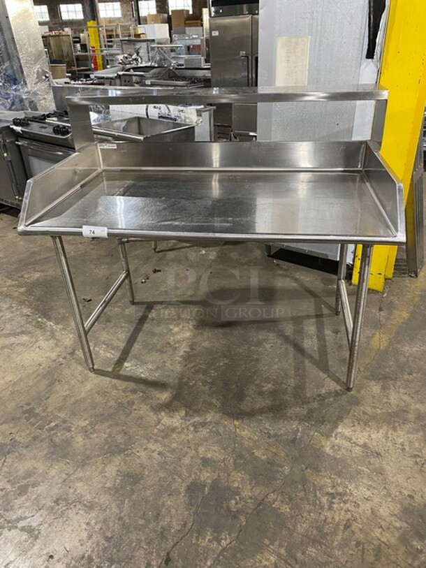 NICE! Commercial Worktop/ Prep Table! With Top Shelf! With Back And Side Splashes! All Stainless Steel! On Legs!