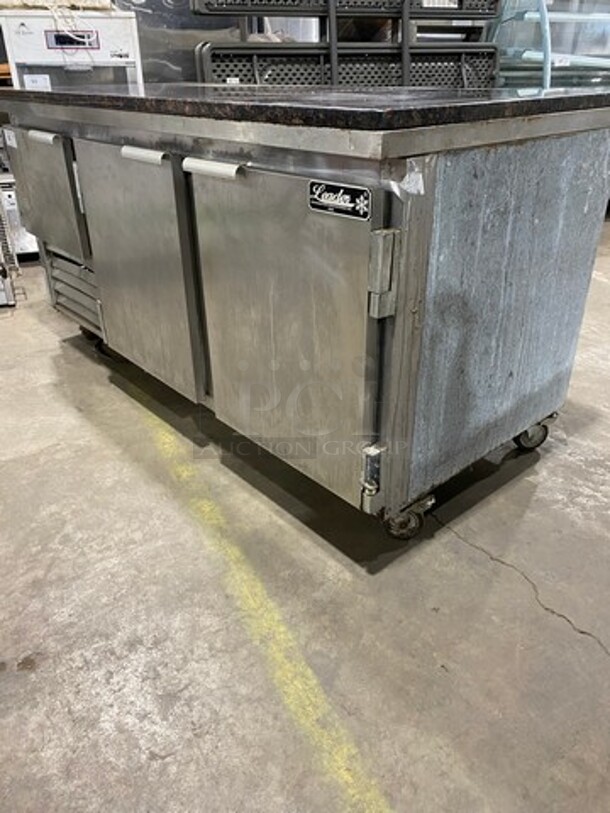 2010 Leader Commercial Worktop/ Lowboy Cooler! With Marble Top! With 3 Door Refrigerated Storage Space Underneath! All Stainless Steel! On Casters! Model: LB72FB SN: PT030866C 15V 60HZ 1 Phase - Image 2 of 11