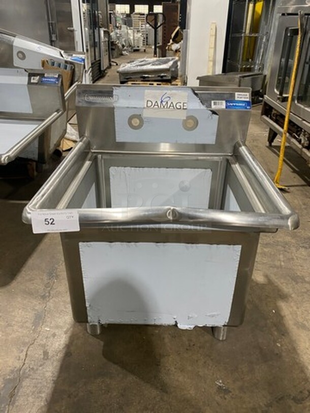 NEW! SCRATCH-N-DENT! Sapphire Single Compartment Prep Sink! All Stainless Steel! With Legs! Model: SMS2020 - Image 1 of 8