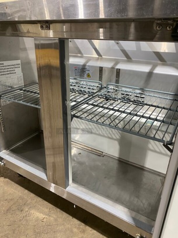 Motak Commercial Refrigerated Mega Top Sandwich Prep Table! With Commercial Cutting Board! With 2 Door Storage Space Underneath! All Stainless Steel! On Casters! Model: MST36X SN: 428747087 - Image 6 of 9
