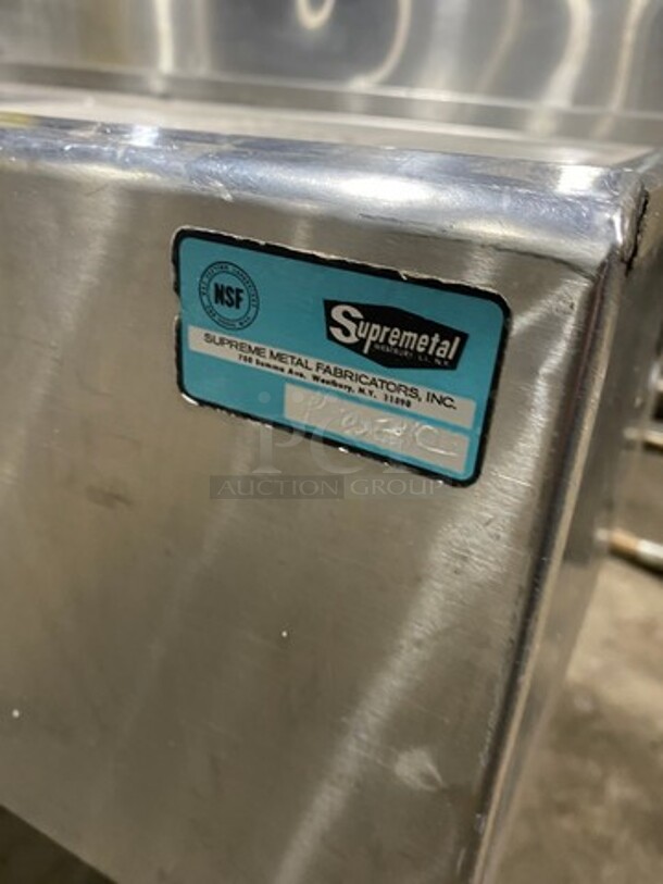 SWEET! Supreme Metal Commercial 3 Bay Bar Back Sink! With Dual Side Drain Boards! With Back Splash! With Faucets And Handles! All Stainless Steel! On Legs! - Image 9 of 10