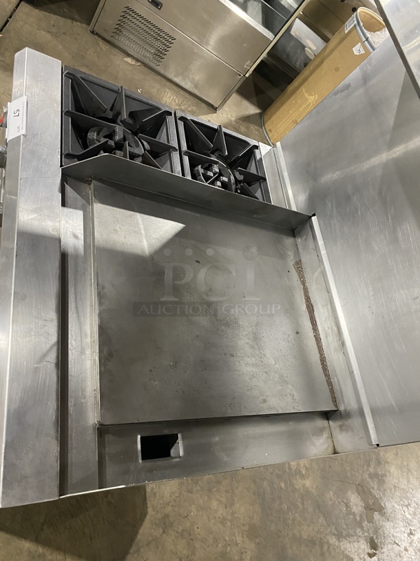 Cookline Stainless Steel Commercial Natural Gas Powered 2 Burner Range w/ Right Side Flat Top Griddle! With Oven And Back Splash! On Commercial Casters! - Image 5 of 11