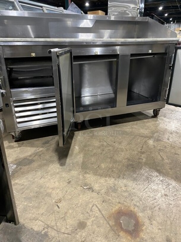 2017 Leader Commercial Refrigerated Pizza Prep Table! With Marble Top! With 3 Door Storage Space Underneath! All Stainless Steel! On Casters! Model: DR72SC SN: AA11M2201 115V 60HZ 1 Phase - Image 6 of 9