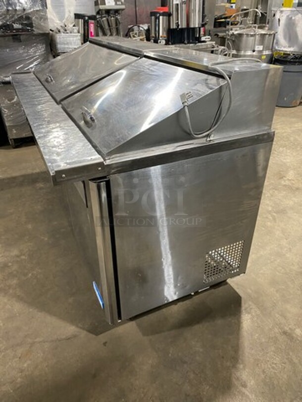 Turbo Air Commercial Refrigerated Sandwich Prep Table! With 3 Door Storage Space Underneath! Poly Coated Racks! All Stainless Steel! On Casters! Model: MST7230 SN: MM7T808001 115V 60HZ 1 Phase - Image 2 of 9