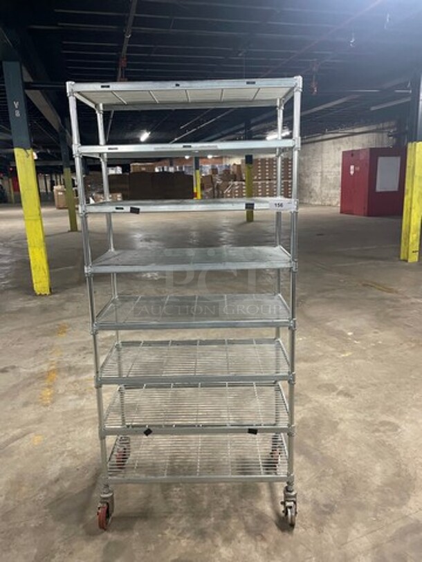 Postmaster Commercial Metal 8 Tier Shelf! On Casters! BUYER MUST DISMANTLE! PCI CANNOT DISMANTLE FOR SHIPPING! PLEASE CONSIDER FREIGHT CHARGES!