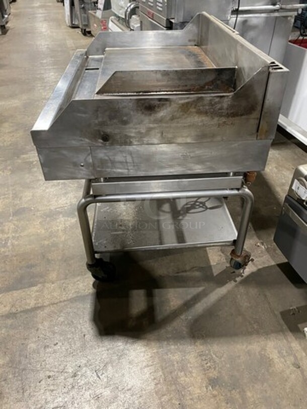 Woodstone Commercial Natural Gas Powered Flat Griddle! With Split Top! With Back & Side Splashes! On Equipment Stand! With Storage Space Underneath! All Stainless Steel! On Casters! - Image 2 of 10