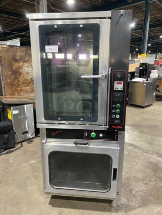 Pavailler Commercial Full Size Baking Oven With Proofer! With Steam Line! Top For Baking & Bottom For Proofing! All Stainless Steel! On Legs! Model: T8LG SN: 2647 208/240V 60HZ 3 Phase
