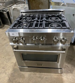 2021 Zline Commercial Gas Powered 4 Burner Stove! With Oven Underneath! Stainless Steel! On Legs! MODEL RG30 SN: RG30GE21050257-02 120V