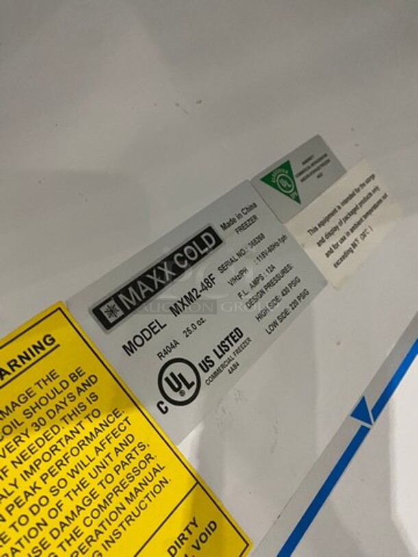 Maxx Cold Commercial 2 Door Reach In Freezer Merchandiser! With View Through Doors! With Poly Coated Racks! Model: MXM248F SN: 365268 115V 60HZ 1 Phase - Image 8 of 9