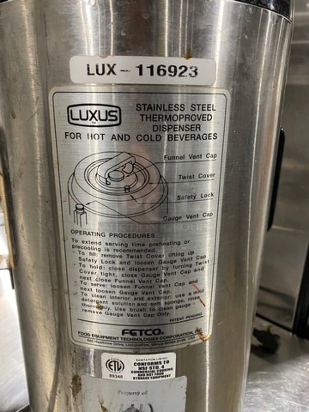Fetco Commercial Countertop Beverage Dispenser! Thermoproved For Hot And Cold Beverages! All Stainless Steel! Luxus Edition! - Image 6 of 7