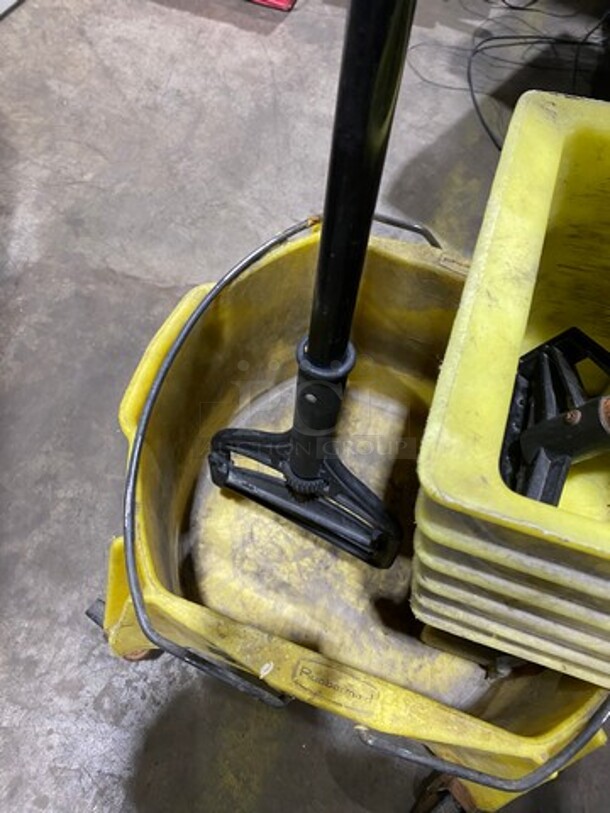 Rubbermaid Yellow Poly Mop Bucket! With Wringer Attachment! On Casters! - Image 7 of 7