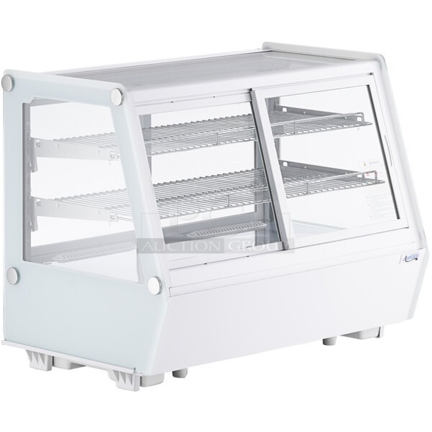 BRAND NEW SCRATCH AND DENT! Avantco 360BCSS35HCW 34 5/8" White Self-Serve Refrigerated Countertop Bakery Display Case with LED Lighting. 115 Volts, 1 Phase. Tested and Working! - Image 1 of 5
