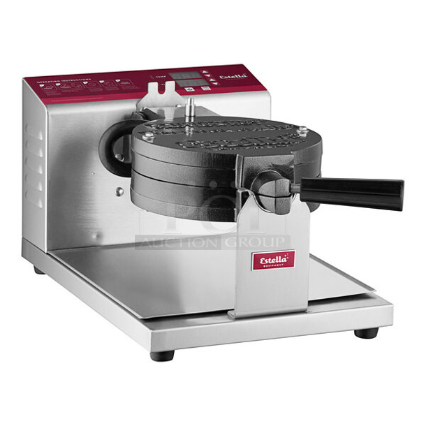 BRAND NEW SCRATCH AND DENT! Estella WBMX1A Stainless Steel Commercial Countertop Belgian Waffle Maker. 120 Volts, 1 Phase. Tested and Working! - Image 1 of 7