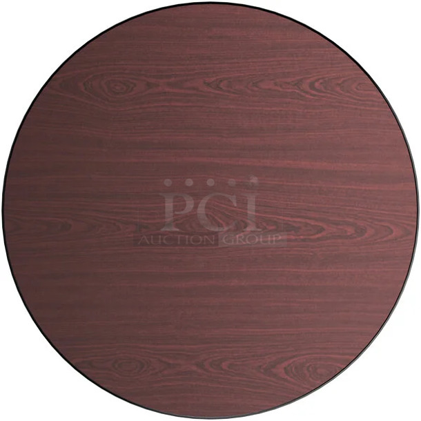 BRAND NEW SCRATCH AND DENT! Lancaster Table & Seating 34930RTCB 30" Laminated Round Table Top Reversible Cherry / Black - Image 1 of 3
