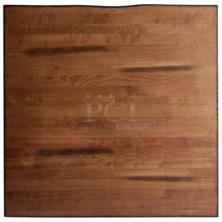 4 BRAND NEW SCRATCH AND DENT! Lancaster Table & Seating 3493636ANTWA 36" x 36" Solid Wood Live Edge Table Top with Antique Walnut Finish. 4 Times Your Bid!