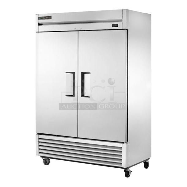 BRAND NEW SCRATCH AND DENT! 2024 True T-49F-HC Stainless Steel Commercial 2 Door Reach In Freezer w/ Commercial Casters. 115 Volts, 1 Phase. - Item #1113077