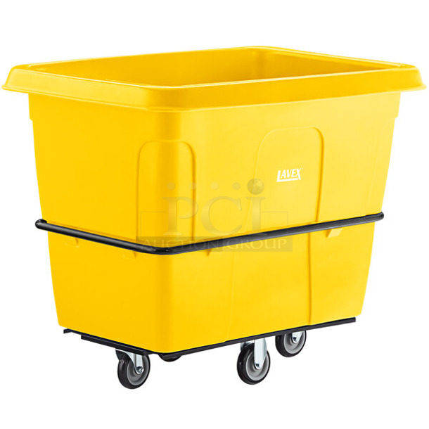 BRAND NEW SCRATCH AND DENT! Lavex 475CT12100YW 16 Cubic Foot Yellow Leakproof Cube Truck (1000 lb. Capacity) - Image 1 of 5