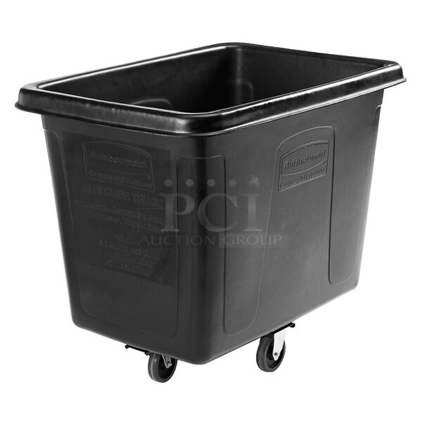 BRAND NEW SCRATCH AND DENT! Rubbermaid Black 16 Cu. Ft. Bulk Cube Truck (500 lb.) with Quiet Casters - Image 1 of 4