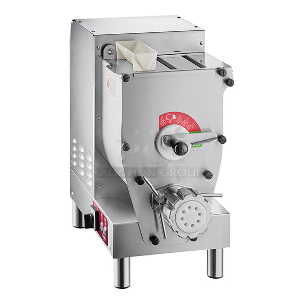 BRAND NEW SCRATCH AND DENT! Estella 348PEM9 Stainless Steel Commercial Countertop Extruder Pasta Machine. 120 Volts, 1 Phase. Tested and Powers On But Parts Do Not Move
 - Image 1 of 7