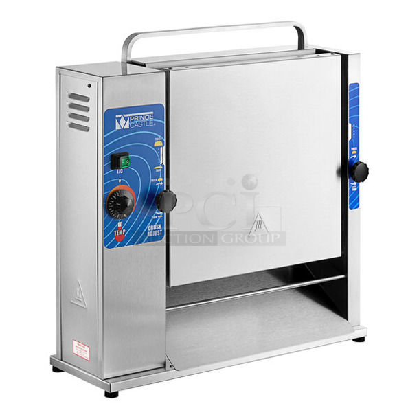 BRAND NEW SCRATCH AND DENT! Prince Castle 297-T12P Stainless Steel Commercial Countertop Slim Line Vertical Contact Toaster. 115 Volts, 1 Phase.  Tested and Working! - Image 1 of 7