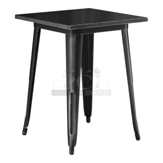 BRAND NEW SCRATCH AND DENT! Lancaster Table & Seating 164DA2424BKD Alloy Series 24" x 24" Distressed Onyx Black Standard Height Outdoor Table. May Be Missing Pieces. 