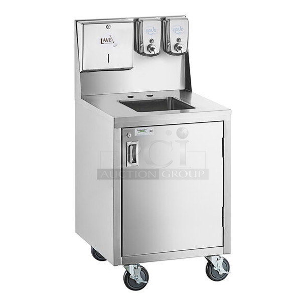 BRAND NEW SCRATCH AND DENT! Regency 600PHS24C Space Saver Single Bowl Cold Water Portable Hand Sink Cart - Image 1 of 9