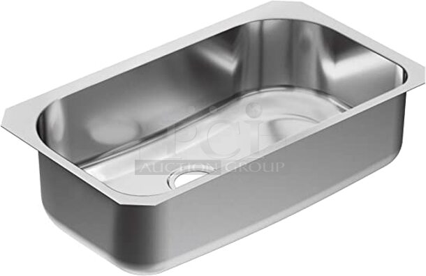 BRAND NEW SCRATCH AND DENT! Moen G18165 1800 Series 18 Gauge Single Bowl Undermount Sink, Stainless Steel. Stock Picture Used For Gallery Picture.
