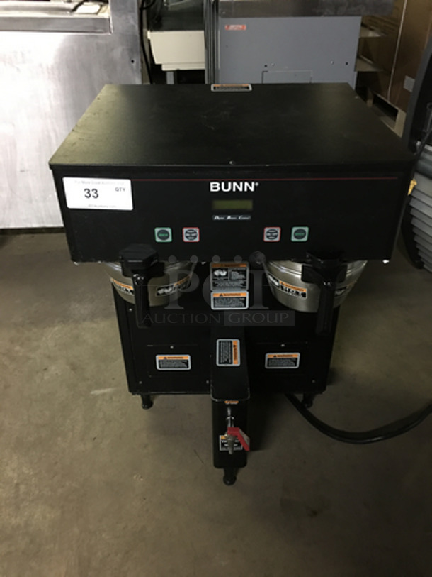 Bunn Commercial Countertop Dual Coffee Brewing/Dispensing Machine! With Hot Water Dispenser! All Stainless Steel Body! Model: DUALTFDBC SN: DUAL128967 120/208/240V 60HZ 1 Phase